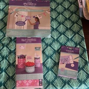 Fun Party Supplies Kit with Pink and purple